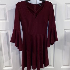 Dark maroon long sleeve dress
